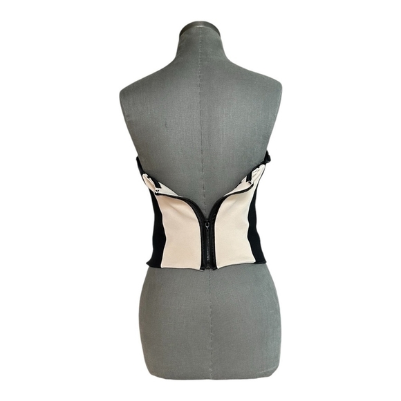 Seduction Sexy Corset Top BEBE Black Ivory Boudoir Zip Back Lingerie Bodysuit - Picture 5 of 7